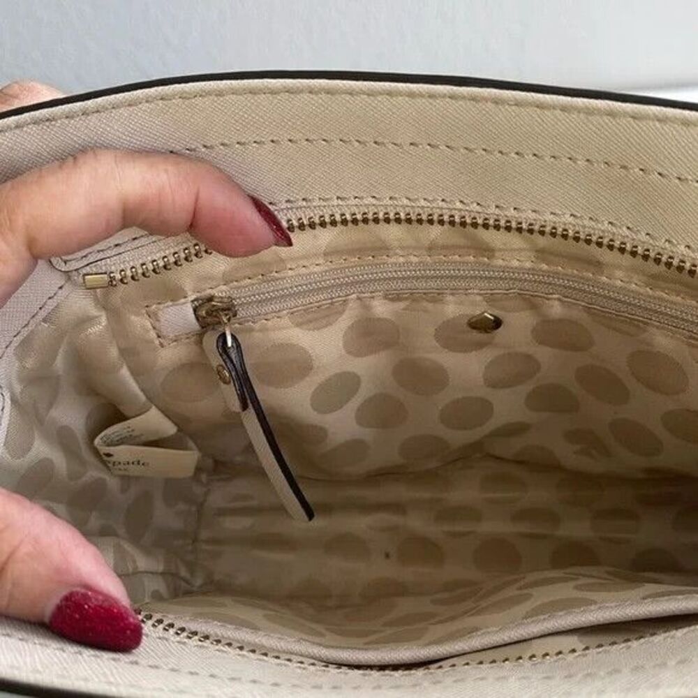 Kate Spade NY Grand Street Hayden Color block Taupe Cream Crossbody - Picture 4 of 5
